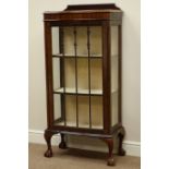 Early 20th century narrow mahogany bow front display cabinet,