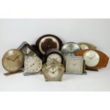 Collection of various 20th century clocks including 'Fortuna' circular dial clock