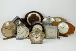 Collection of various 20th century clocks including 'Fortuna' circular dial clock