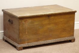 19th century scumbled pine tool chest with carrying handles, W94cm, H47cm,