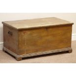 19th century scumbled pine tool chest with carrying handles, W94cm, H47cm,