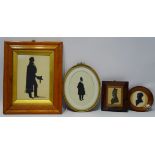 Silhouette Full Length Portraits of Gentleman, two 19th century paper cut outs one signed T H Burn,