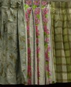 Three pairs of lined curtains W90cm approx,