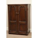 17th century style panelled oak two door tallboy, fitted interior, W77cm,
