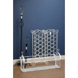 Two cream finish wrought metal wine racks,