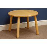 Circular light wood occasional table, D60cm,
