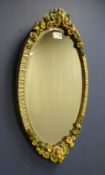 Early 20th Century Barbola type and bevelled edge oval mirror H61cm x W34cm Condition