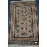 Persian Bokhara rug, repeating gul design,