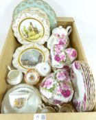 Five Coalport hand painted signed plates decorated with scenes of Wakefield, China tea service,