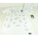 England football shirt signed by England squad members including Roy Hodgson, Steven Gerrard,