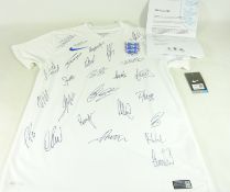 England football shirt signed by England squad members including Roy Hodgson, Steven Gerrard,