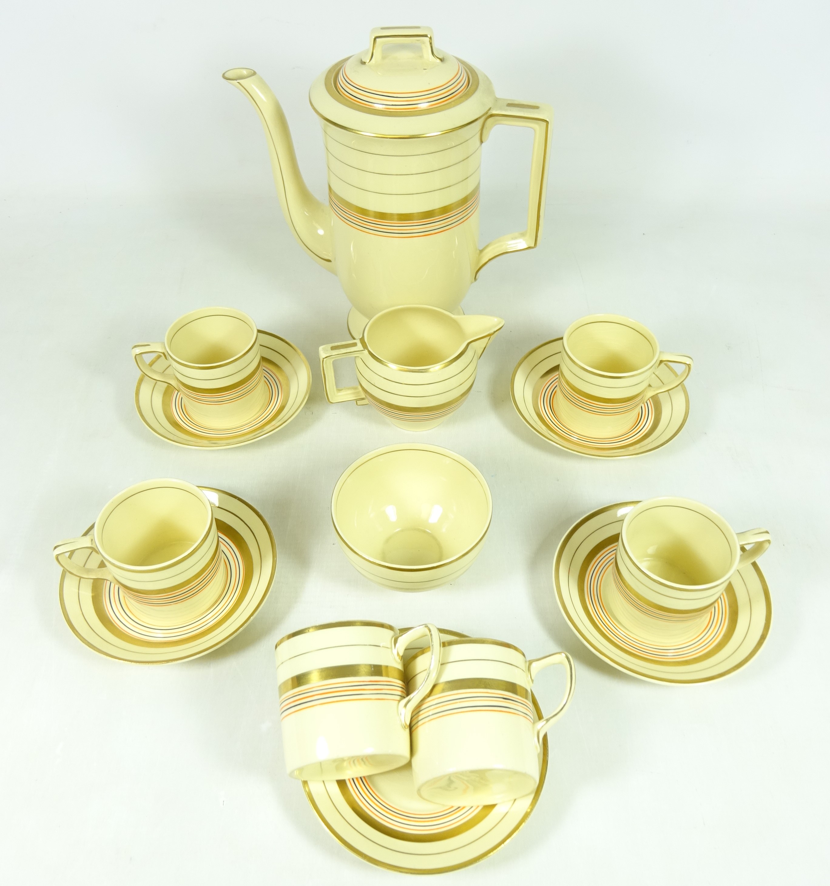 Johnson Bros Art Deco coffee service for six,