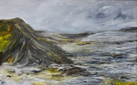 Coastal Landscape, contemporary oil on canvas signed and dated by Manuela Ahlert 2010,