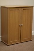 Two oak finish two door cupboards, W70cm, H87cm Condition Report <a href='//www.