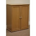 Two oak finish two door cupboards, W70cm, H87cm Condition Report <a href='//www.