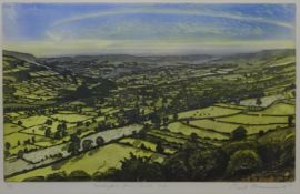 'Wensleydale from Scarth Nick', limited edition coloured etching no.