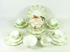 Aynsley fruit and tea service with butterfly handles,