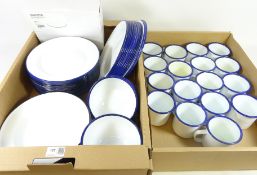 Enamel dinner and teaware in two boxes,