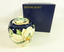 Moorcroft 'Paradise Flower' design jar and cover, designed by Emma Bossons,