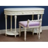Ivory finish Disney Princess dressing table with single drawer and matching stool, W122cm, H77cm,