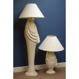 Architectural composite floor lamp (H160cm) and matching table lamp (2) (This item is PAT tested -