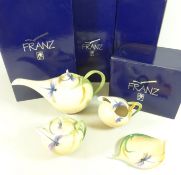 Franz 'Dragonfly' pattern four piece tea set,