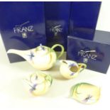 Franz 'Dragonfly' pattern four piece tea set,