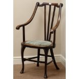 Late 19th century beech framed provincial armchair,