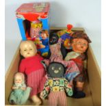 Vintage Dolls; Scottish Costume doll, baby doll, small doll, double end doll and golly toy,