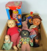 Vintage Dolls; Scottish Costume doll, baby doll, small doll, double end doll and golly toy,