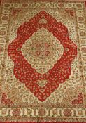 Persian Kashan design red and beige ground rug carpet/wall hanging,