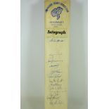 Cricket bat signed by some England and Australian players in the England vs Australia 1985