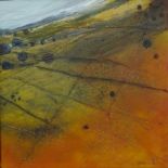 'Scaurs Robin Hood's Bay', oil and mixed media on canvas by Janet Moodie titled and signed verso 35.