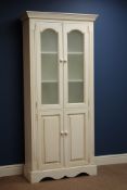 Cream painted pine four door kitchen cabinet, W84cm,