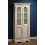 Cream painted pine four door kitchen cabinet, W84cm,