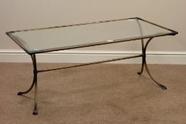 Barker & Stonehouse hand wrought metal rectangular coffee table with bevelled plate glass top,