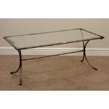 Barker & Stonehouse hand wrought metal rectangular coffee table with bevelled plate glass top,