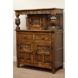 Mid 20th century medium oak court cupboard, W07cm, D46cm,