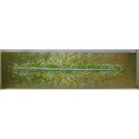 Contemporary Abstract Mixed Media on Aluminium signed Rowely 40cm x 150cm Condition