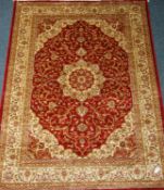 Persian Kashan design red and beige ground rug/wall hanging,