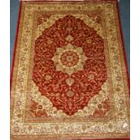 Persian Kashan design red and beige ground rug/wall hanging,