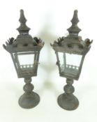 Pair Victorian style metal lanterns, H56cm Condition Report <a href='//www.