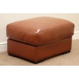Rectangular footstool upholstered in brown leather