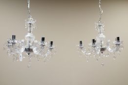 Pair of five branch chandeliers (2)