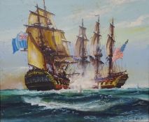 American and British Frigates at Battle,