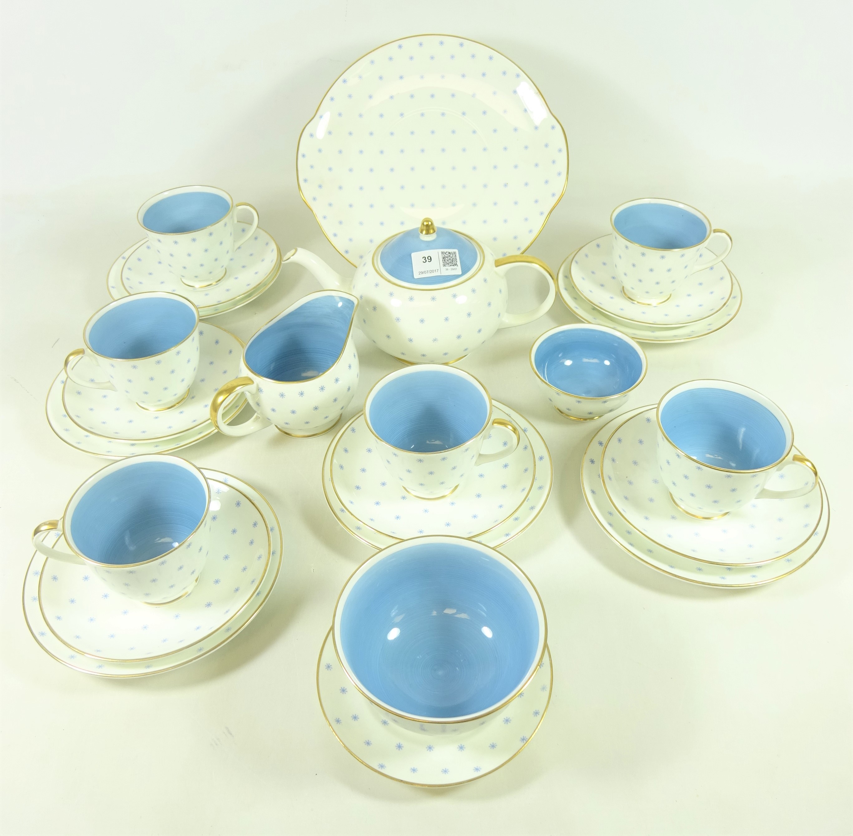 Susie Cooper Starburst design tea service for six Condition Report <a