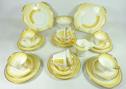 Art Deco Shelley tea service comprising eight cups, eleven saucers, twelve tea plates,