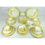 Art Deco Shelley tea service comprising eight cups, eleven saucers, twelve tea plates,