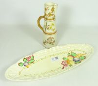 Royal Worcester tall ivory blush jug No.1047 painted flowers H20.