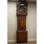 19th century mahogany longcase clock case, arched hood door, with swan neck pediment,